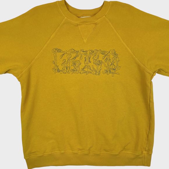 CRTFD Organic Cotton Embroidered Logo Crewneck Sweatshirt in Mustard Size Large - Picture 2 of 12